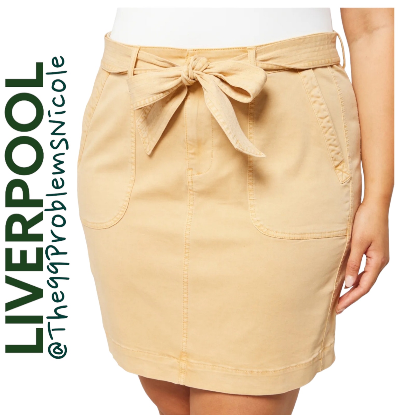 Liverpool Belted Skirt In Mustard Gold — image 8 of 8